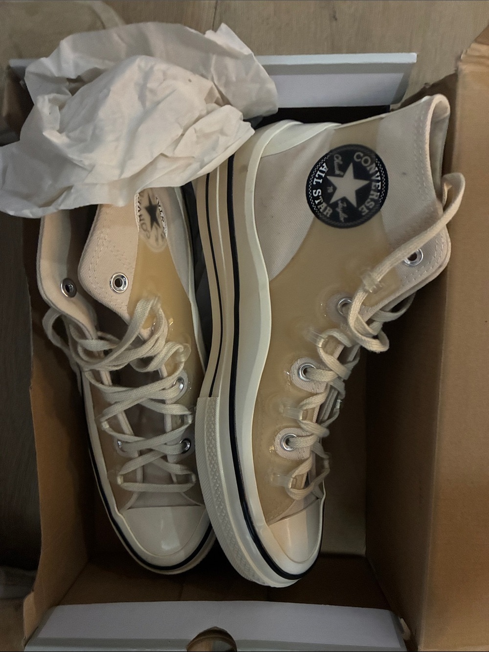 Converse High Top Sneakers in Cream and White